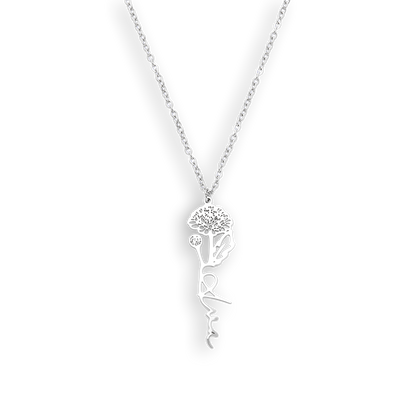 Collier avec nom de fleur de naissance