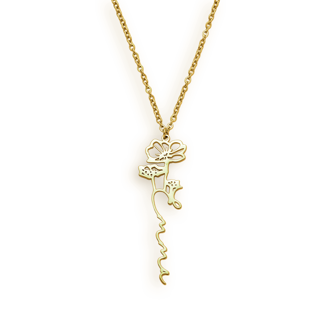 Collier avec nom de fleur de naissance
