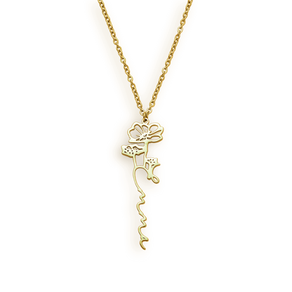 Collier avec nom de fleur de naissance