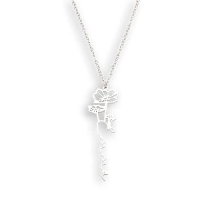 Collier avec nom de fleur de naissance