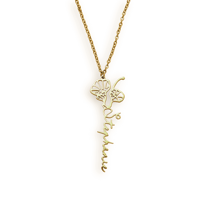 Collier avec nom de fleur de naissance