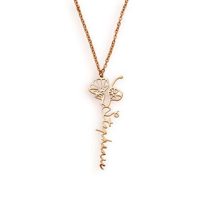 Collier avec nom de fleur de naissance