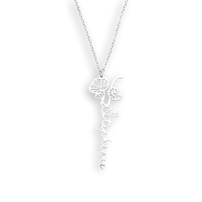 Collier avec nom de fleur de naissance