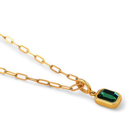 Baguette Birthstone Charm Necklace