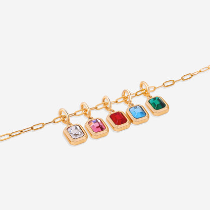 Collier à breloques avec pierre de naissance baguette