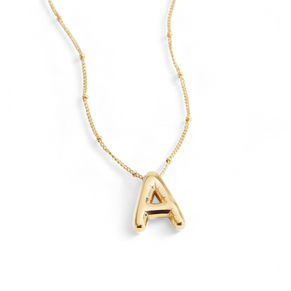Balloon Initial Necklace with Satellite Chain