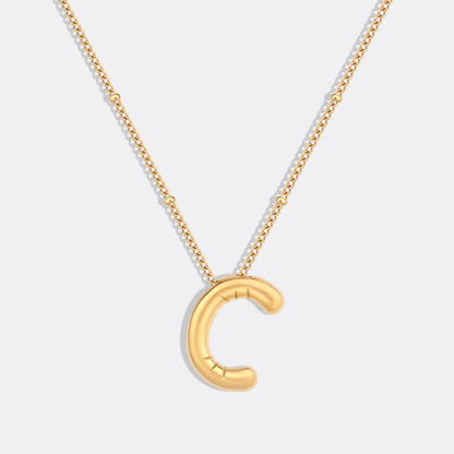 Balloon Initial Necklace with Satellite Chain