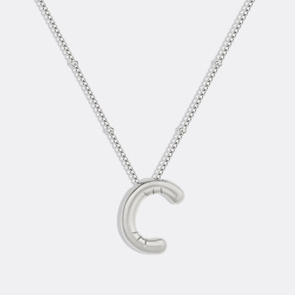 Balloon Initial Necklace with Satellite Chain