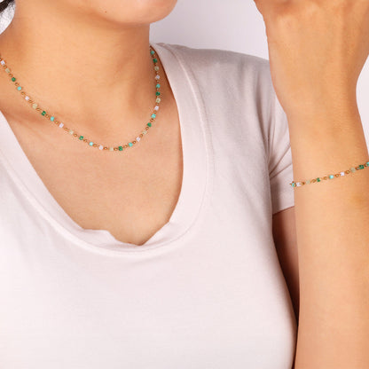 Ensemble bracelet de plage en perles et collier ras du cou