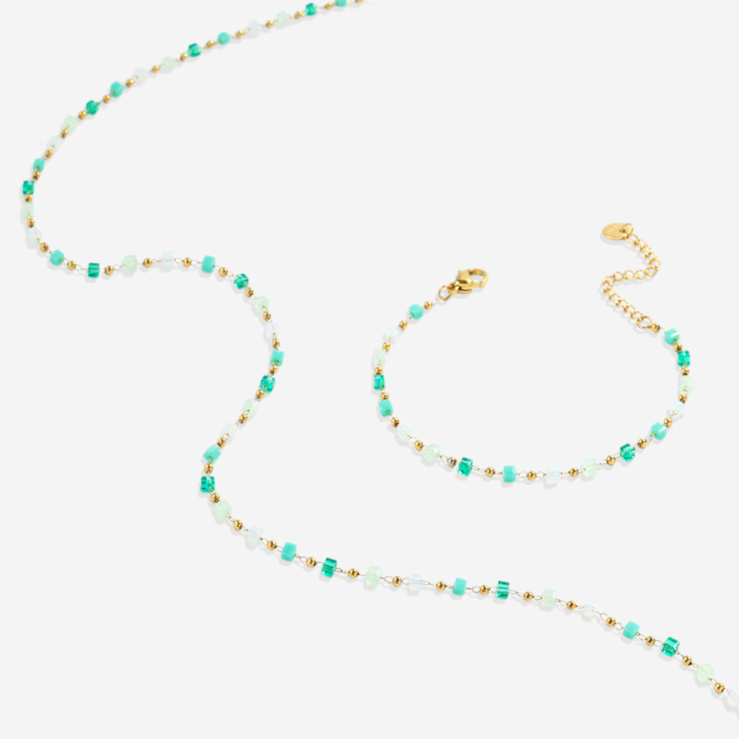 Ensemble bracelet de plage en perles et collier ras du cou