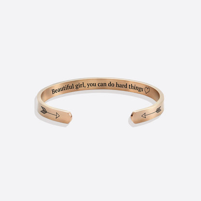 Beautiful Girl You Can Do Hard Things Personalizable Cuff Bracelet