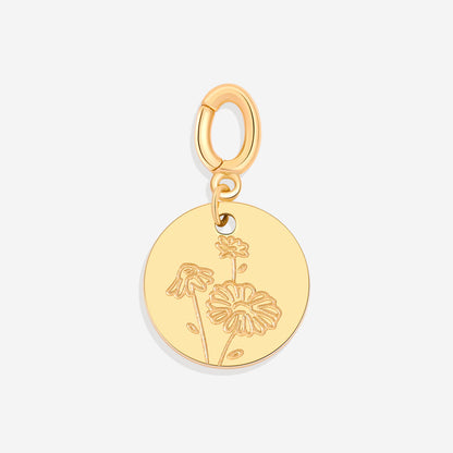 Gravierter Geburtsblumen-Scheiben-Charm