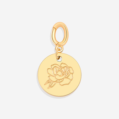 Gravierter Geburtsblumen-Scheiben-Charm
