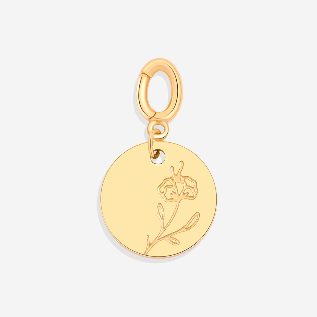 Gravierter Geburtsblumen-Scheiben-Charm