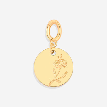 Gravierter Geburtsblumen-Scheiben-Charm