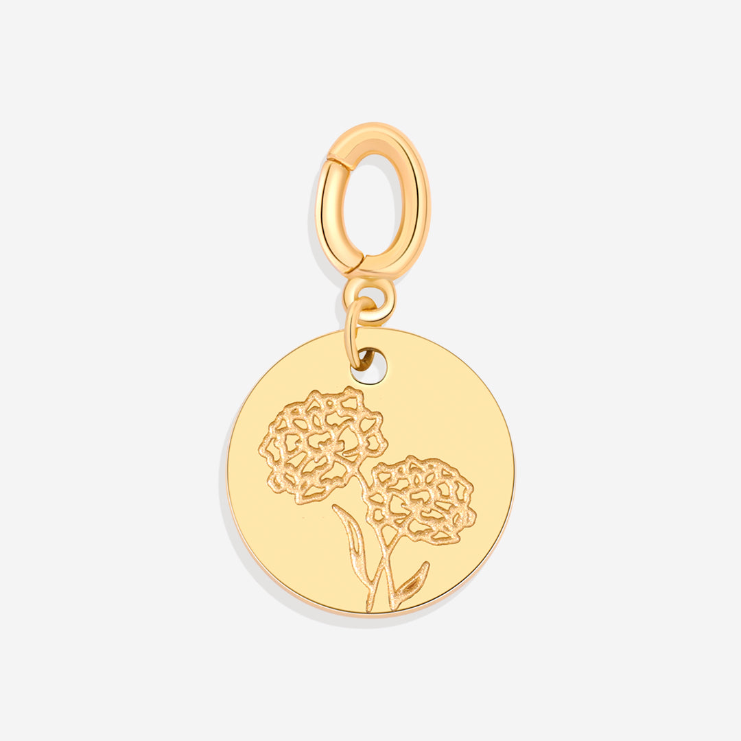 Gravierter Geburtsblumen-Scheiben-Charm
