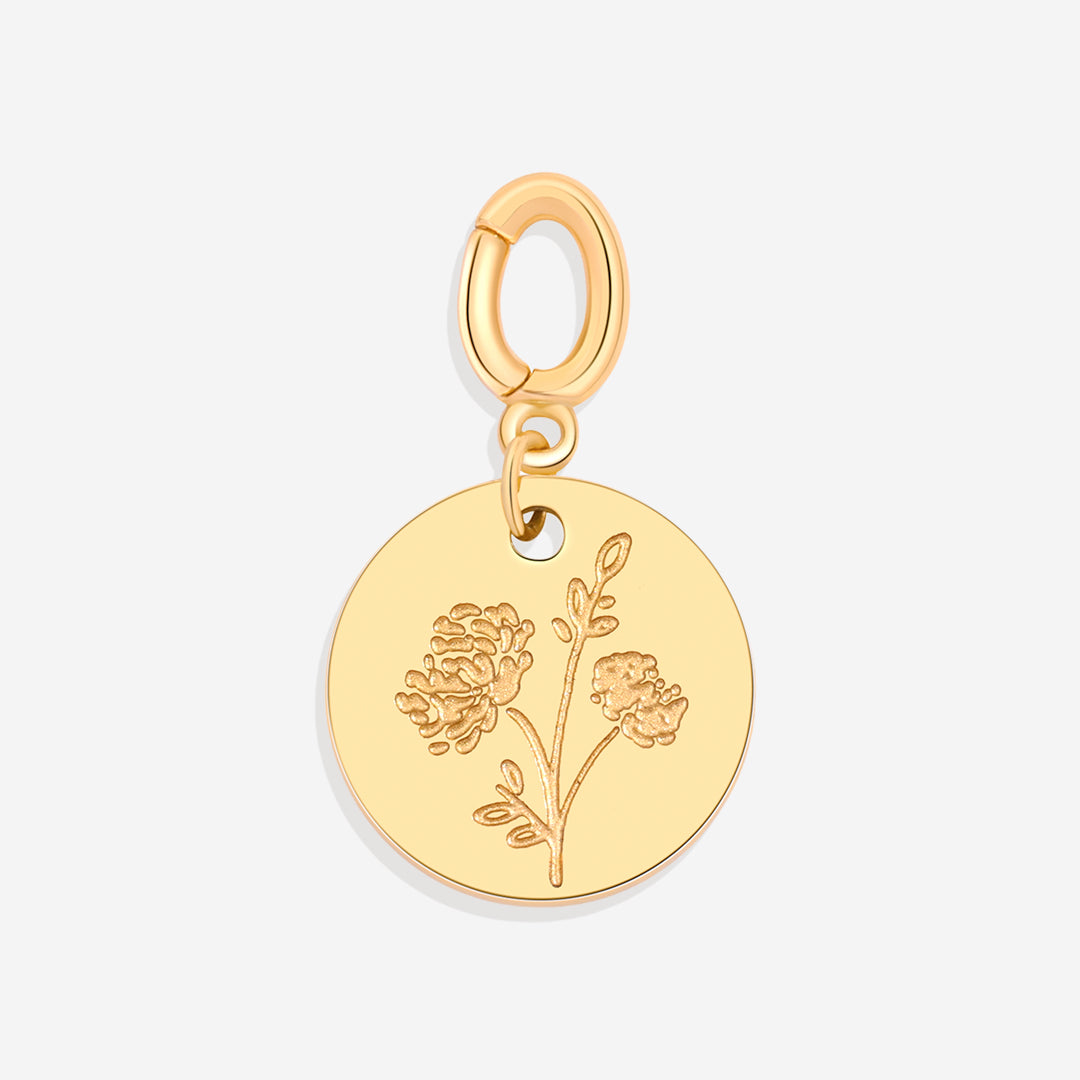Gravierter Geburtsblumen-Scheiben-Charm