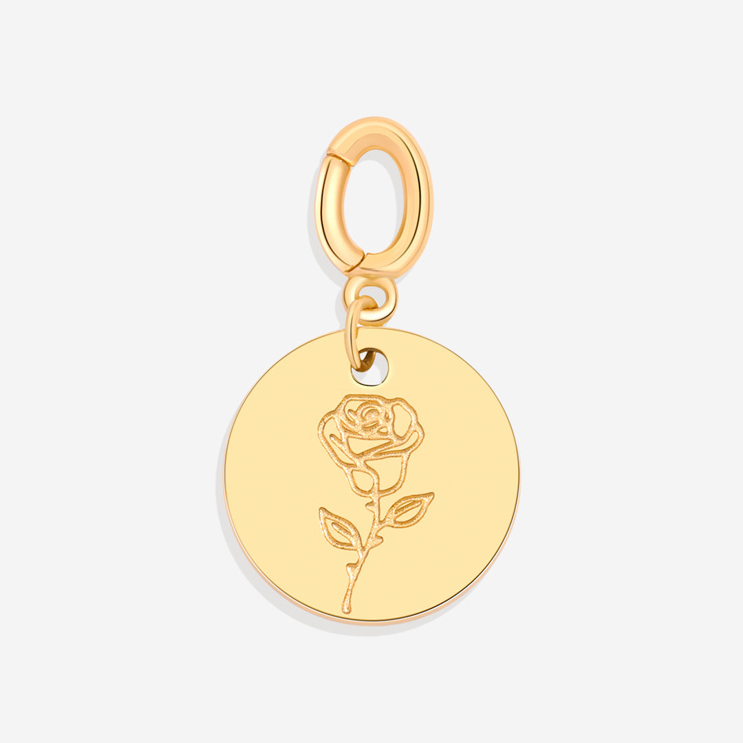 Gravierter Geburtsblumen-Scheiben-Charm