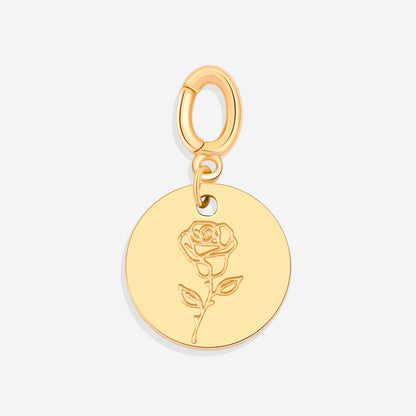 Gravierter Geburtsblumen-Scheiben-Charm