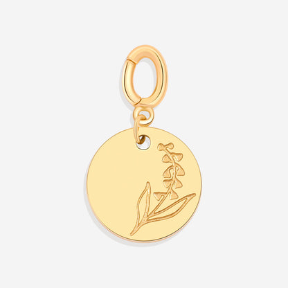 Gravierter Geburtsblumen-Scheiben-Charm