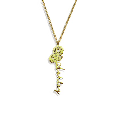 Collier avec nom de fleur de naissance