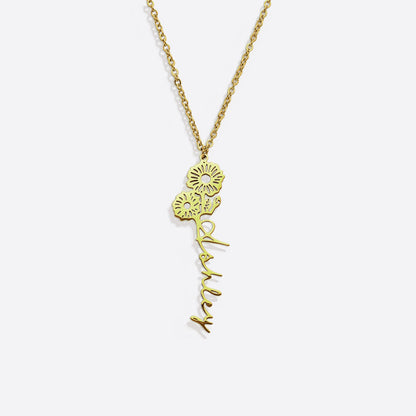 Collier avec nom de fleur de naissance