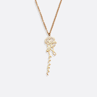 Collier avec nom de fleur de naissance