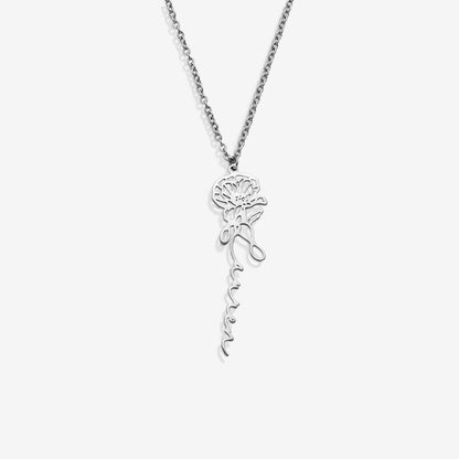 Collier avec nom de fleur de naissance