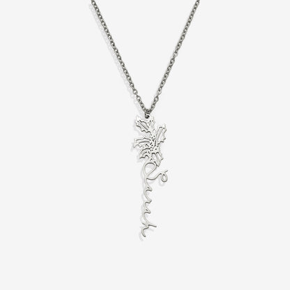 Collier avec nom de fleur de naissance