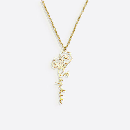 Collier avec nom de fleur de naissance