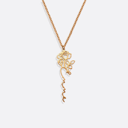 Collier avec nom de fleur de naissance