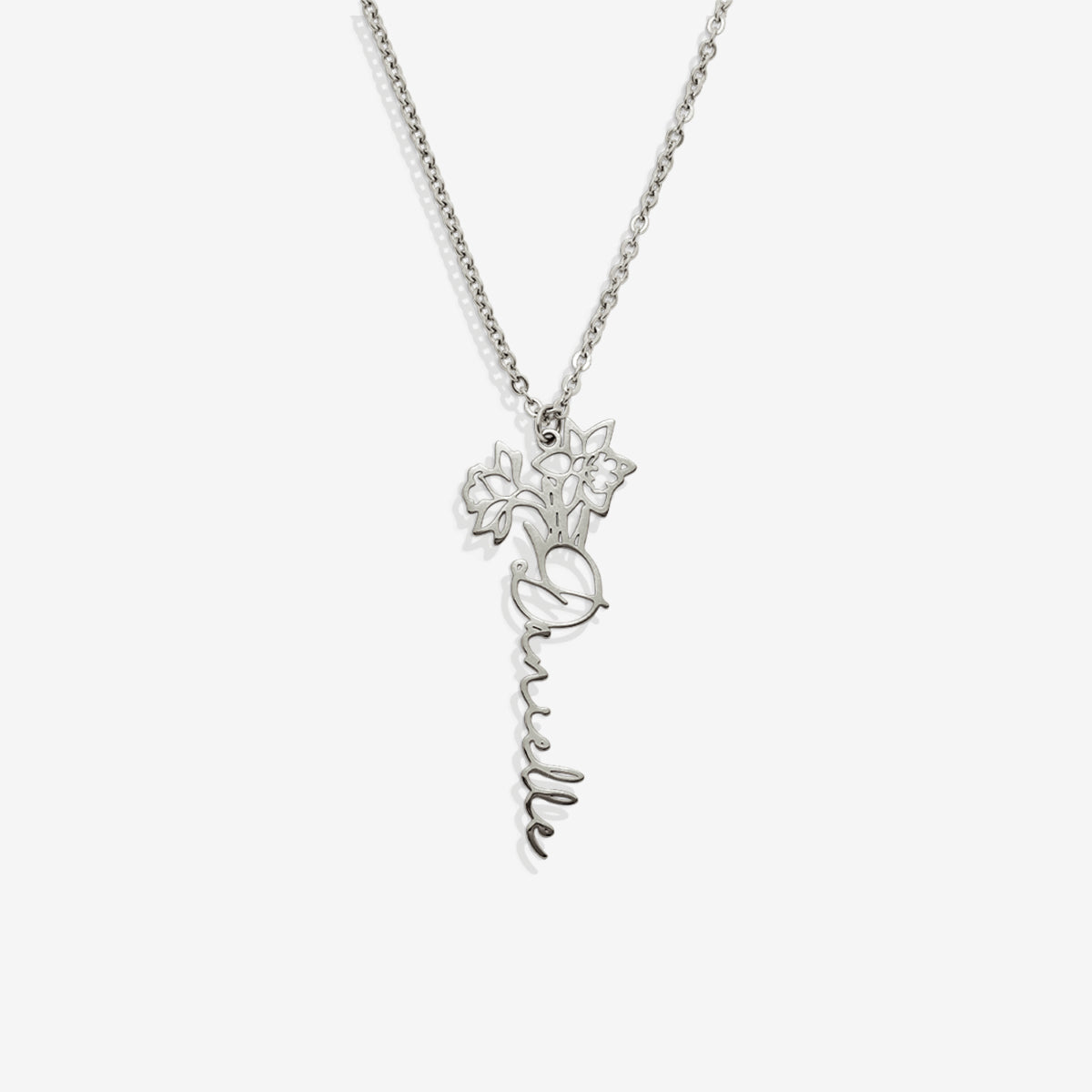 Collier avec nom de fleur de naissance