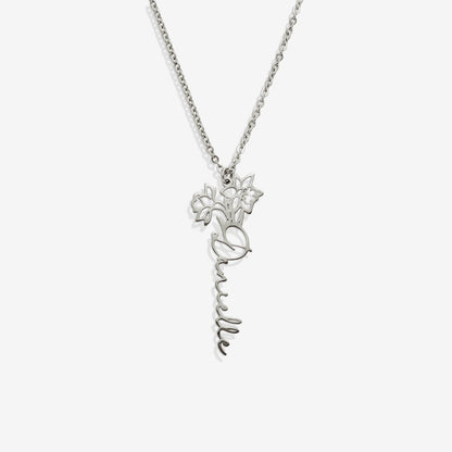 Collier avec nom de fleur de naissance