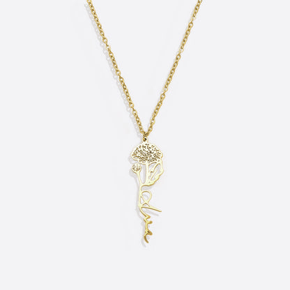 Collier avec nom de fleur de naissance