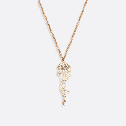 Collier avec nom de fleur de naissance
