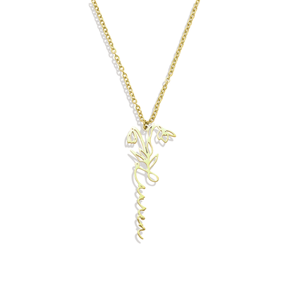 Collier avec nom de fleur de naissance