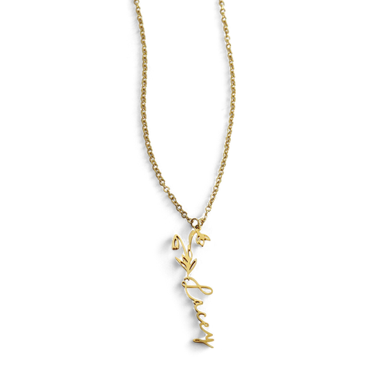 Collier avec nom de fleur de naissance