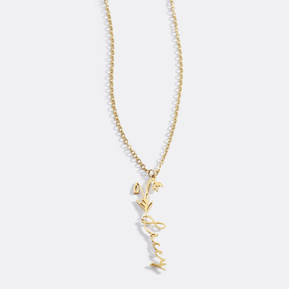 Collier avec nom de fleur de naissance