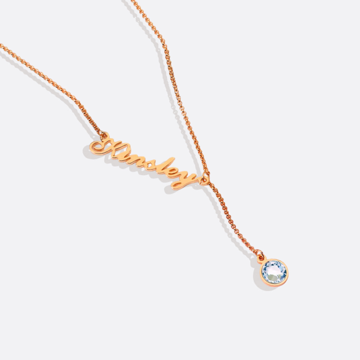 Collier Lariat avec pierre de naissance et nom