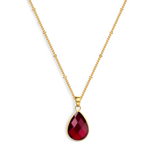 Collier avec pendentif goutte et pierre de naissance