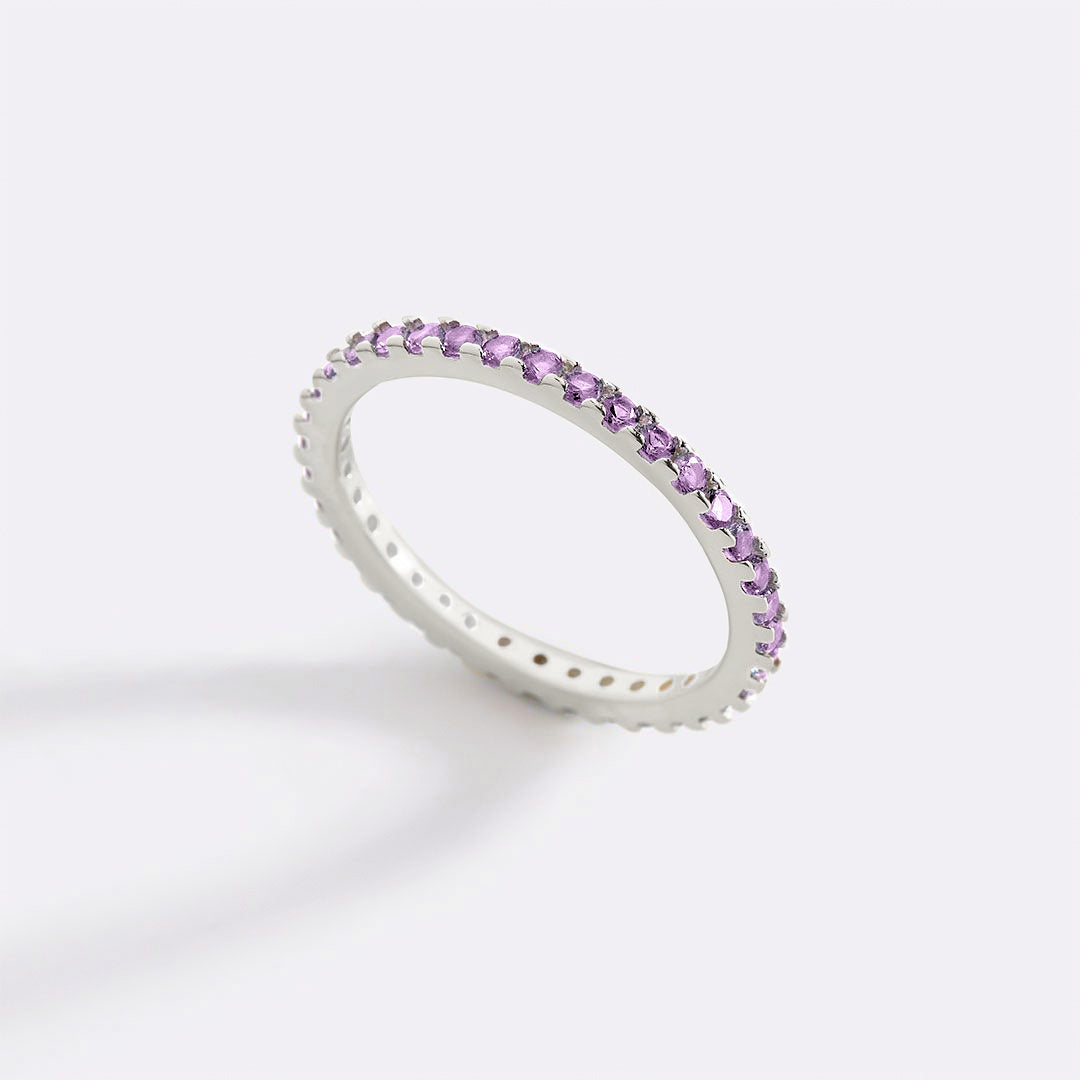 Bague d'éternité empilable avec pierre de naissance
