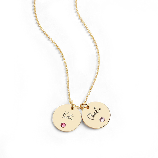 Birthstone Name Disc Necklace