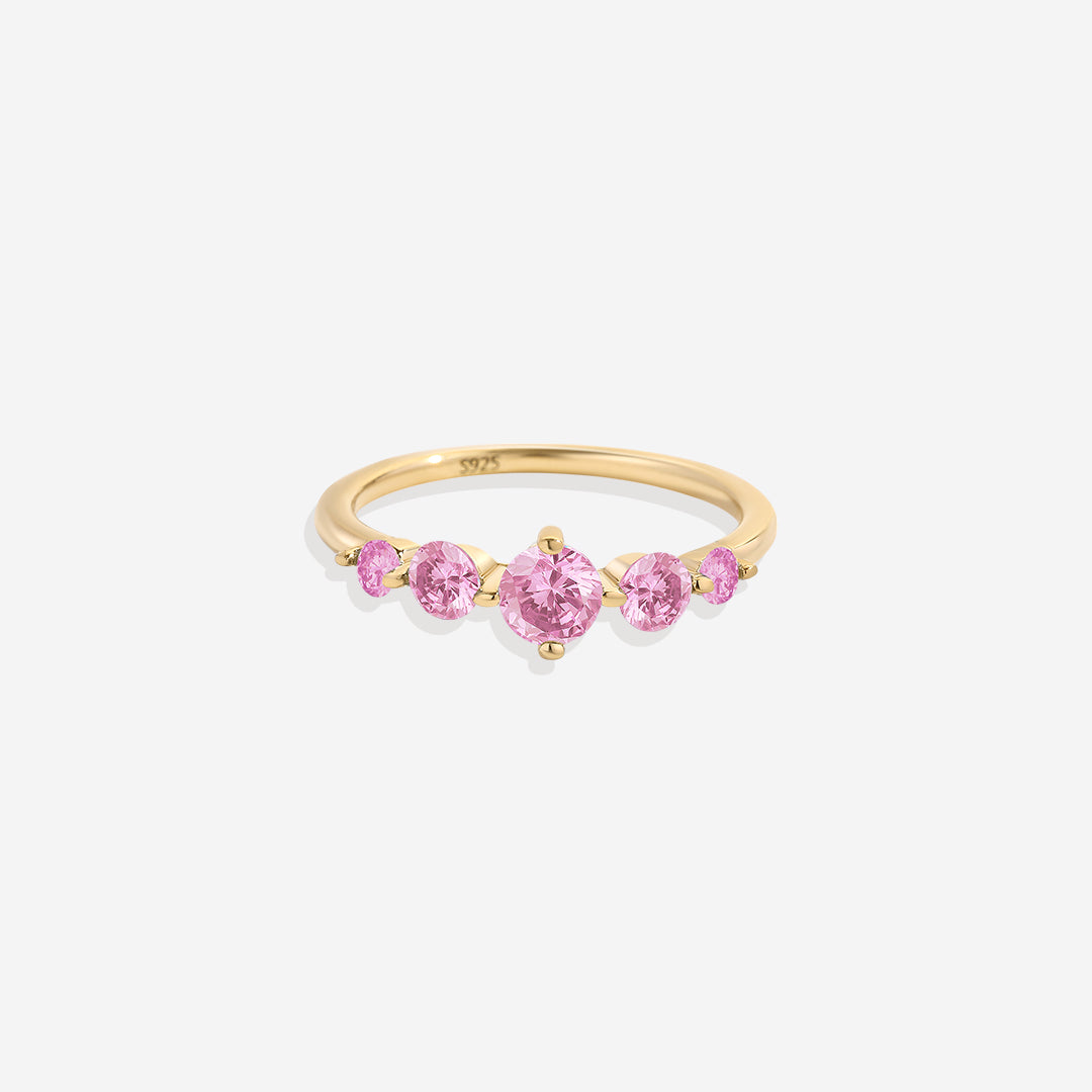 Bague de déclaration à cinq pierres de naissance
