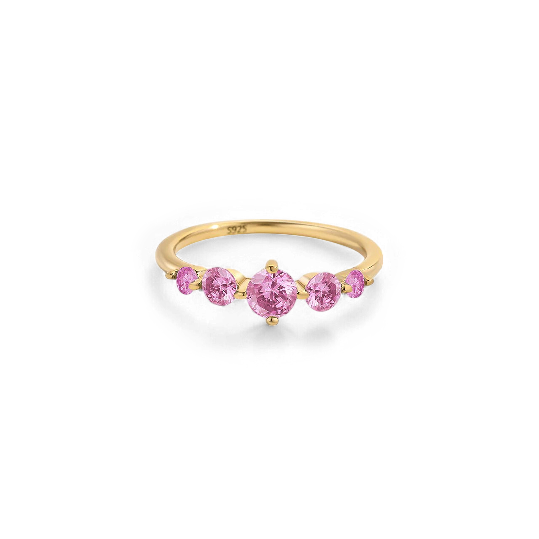 Bague de déclaration à cinq pierres de naissance
