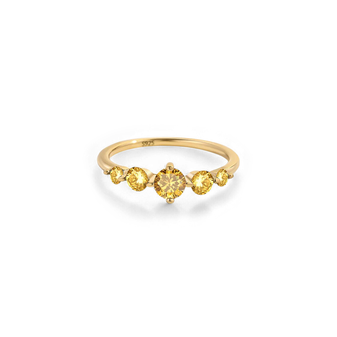 Bague de déclaration à cinq pierres de naissance