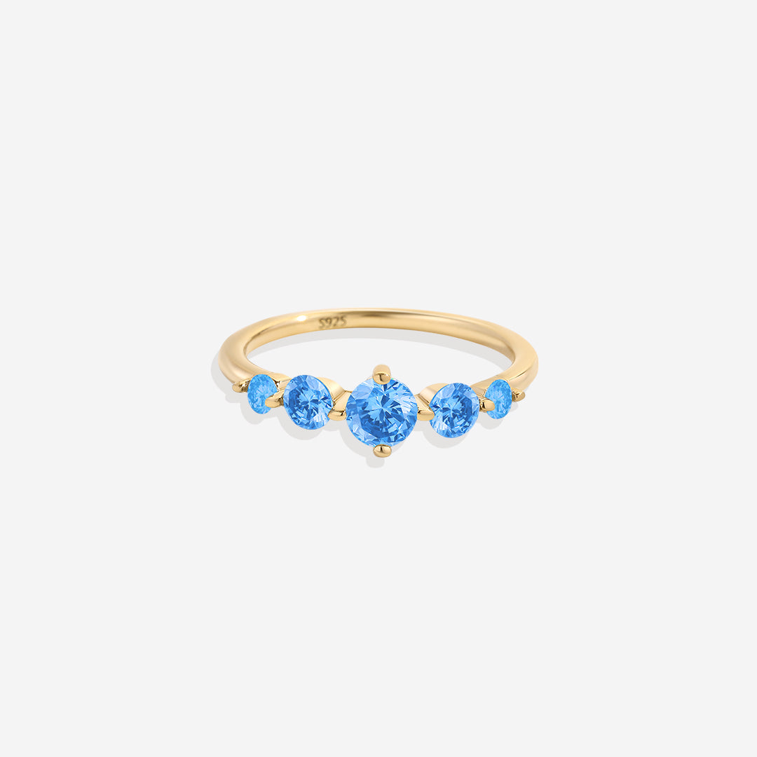 Bague de déclaration à cinq pierres de naissance