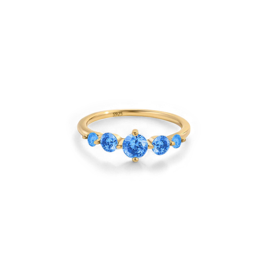 Bague de déclaration à cinq pierres de naissance