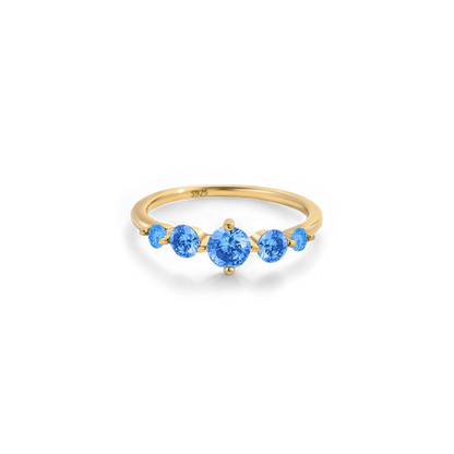 Bague de déclaration à cinq pierres de naissance