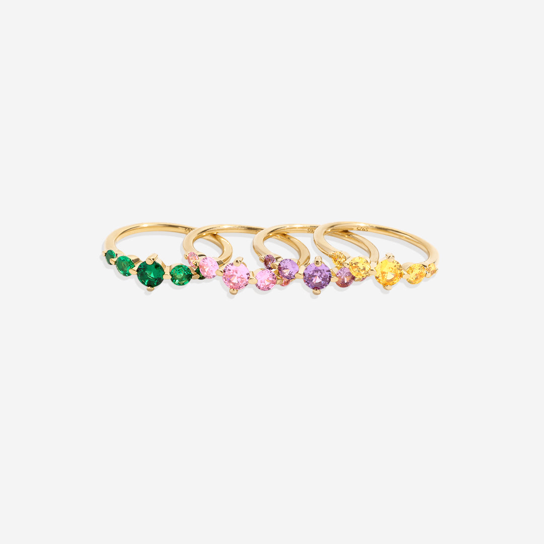 Bague de déclaration à cinq pierres de naissance