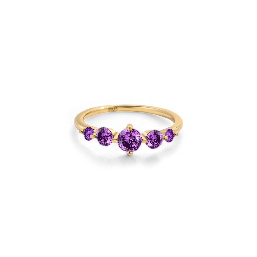Bague de déclaration à cinq pierres de naissance